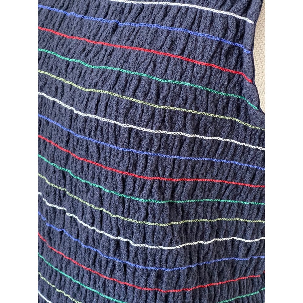 Christopher & Banks Blue Multi-Color Striped Crinkle Stretch Sleeveless/Tank Top - Picture 10 of 11